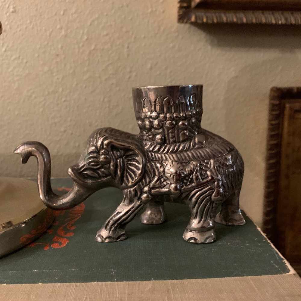 Pewter Heavy Elephant Candlestick Holder